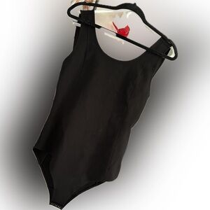 Black Bodysuit One Piece with Scoop Neck